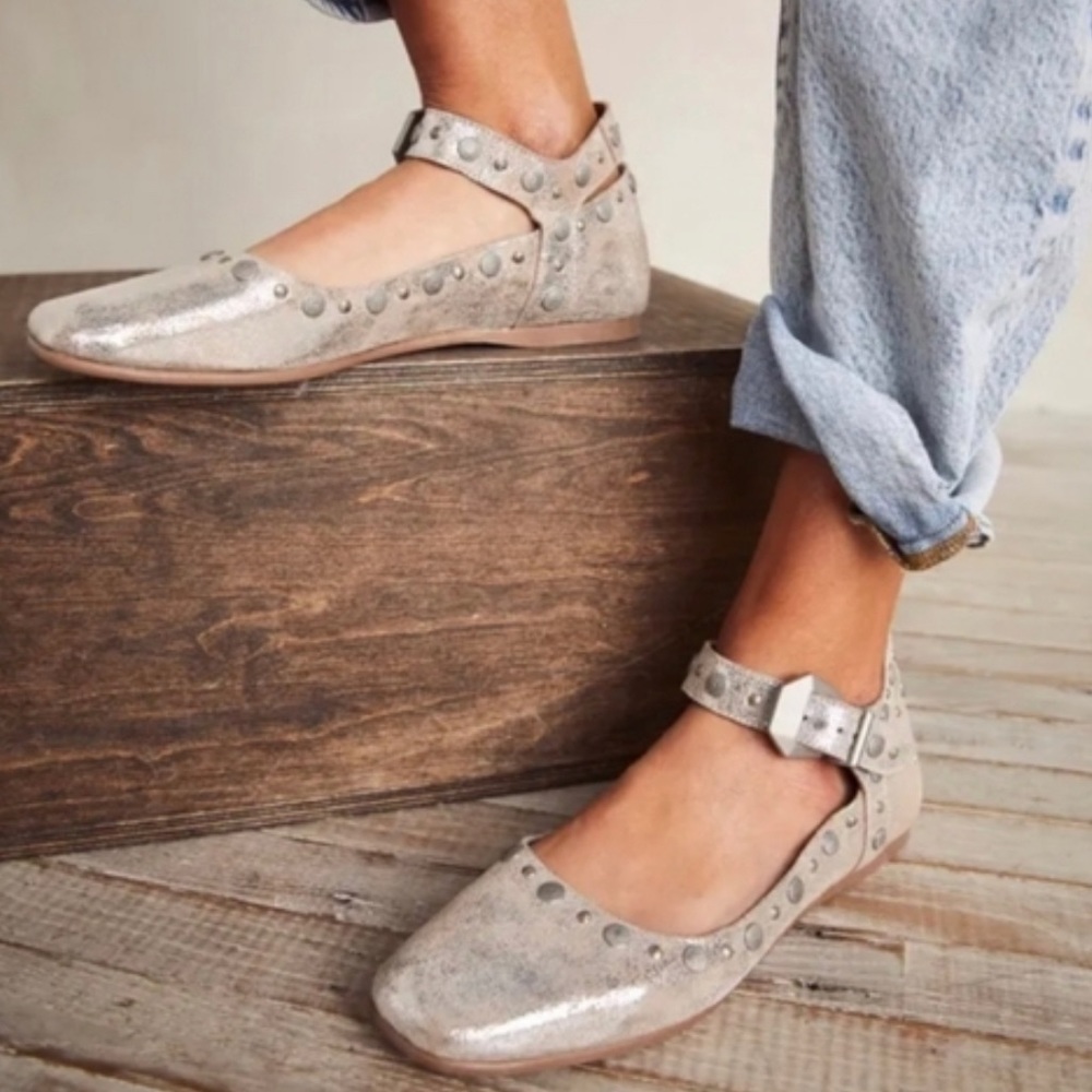 Free People Mystic Mary Jane Flats - 39 Champagne